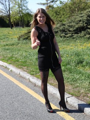 Минет от проститутки в чулках на трассе